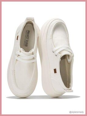 Platform Loafers for Women Slip On Canvas Boat Shoes Comfortable